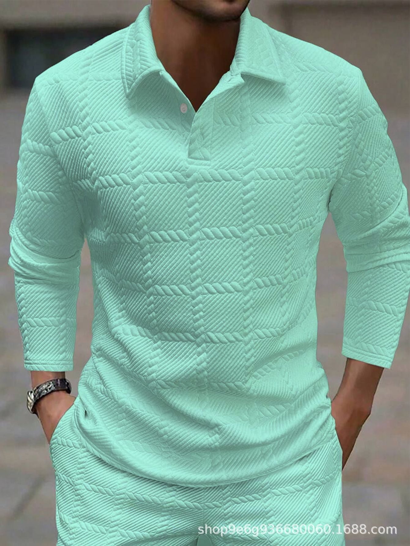 Men's Textured Polo | Long Sleeve