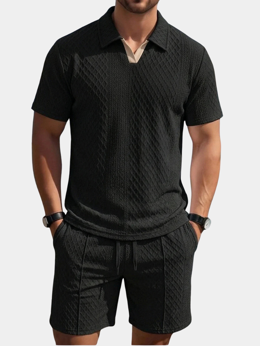 Men's Waffle Polo Shirt | Johnny Collar