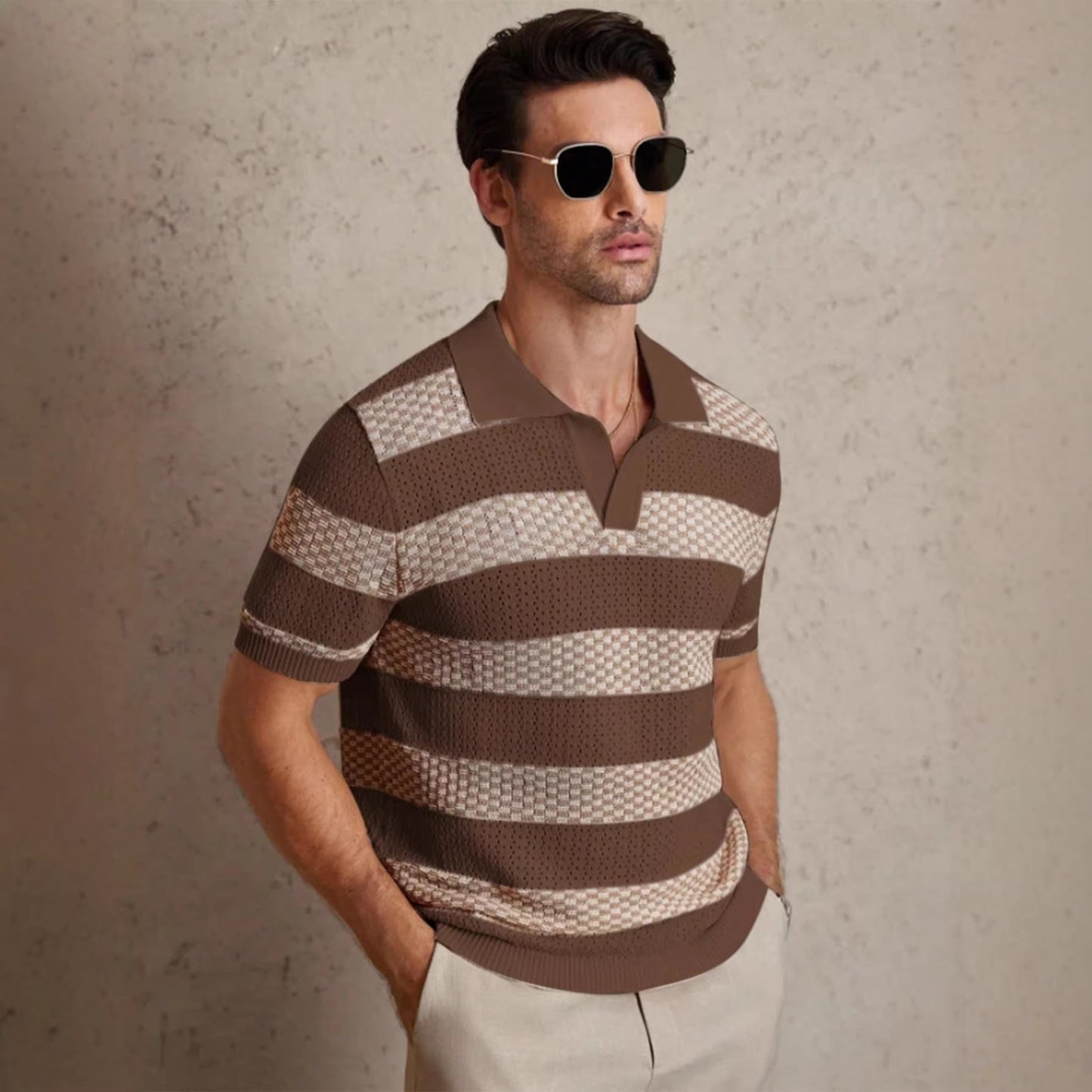 Men's Striped Polo Shirt | Short Sleeve