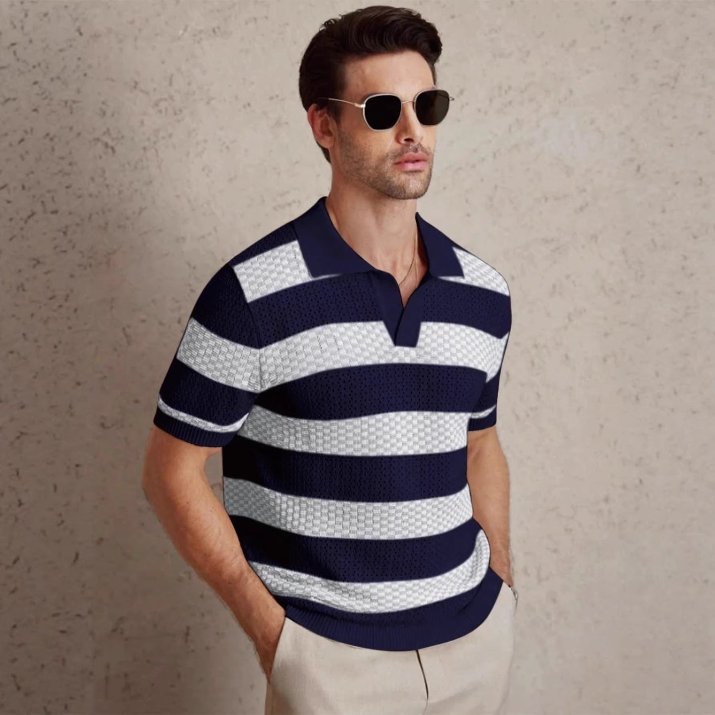 Men's Striped Polo Shirt | Short Sleeve