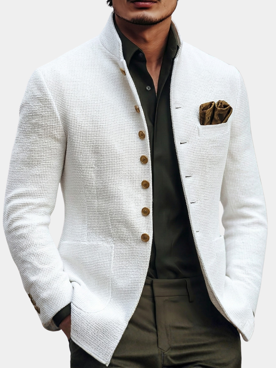 Men's Grandad Collar Blazer | Long Sleeve