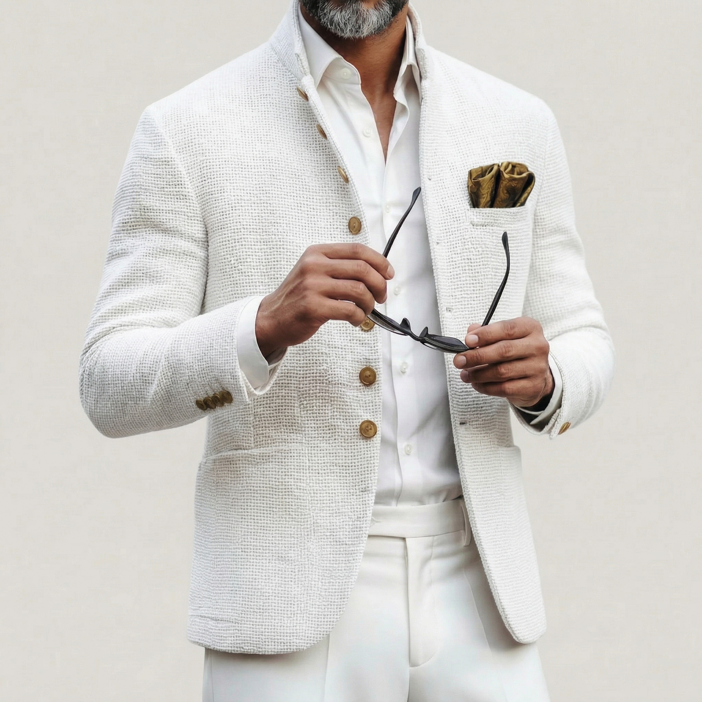 Men's Grandad Collar Blazer | Long Sleeve