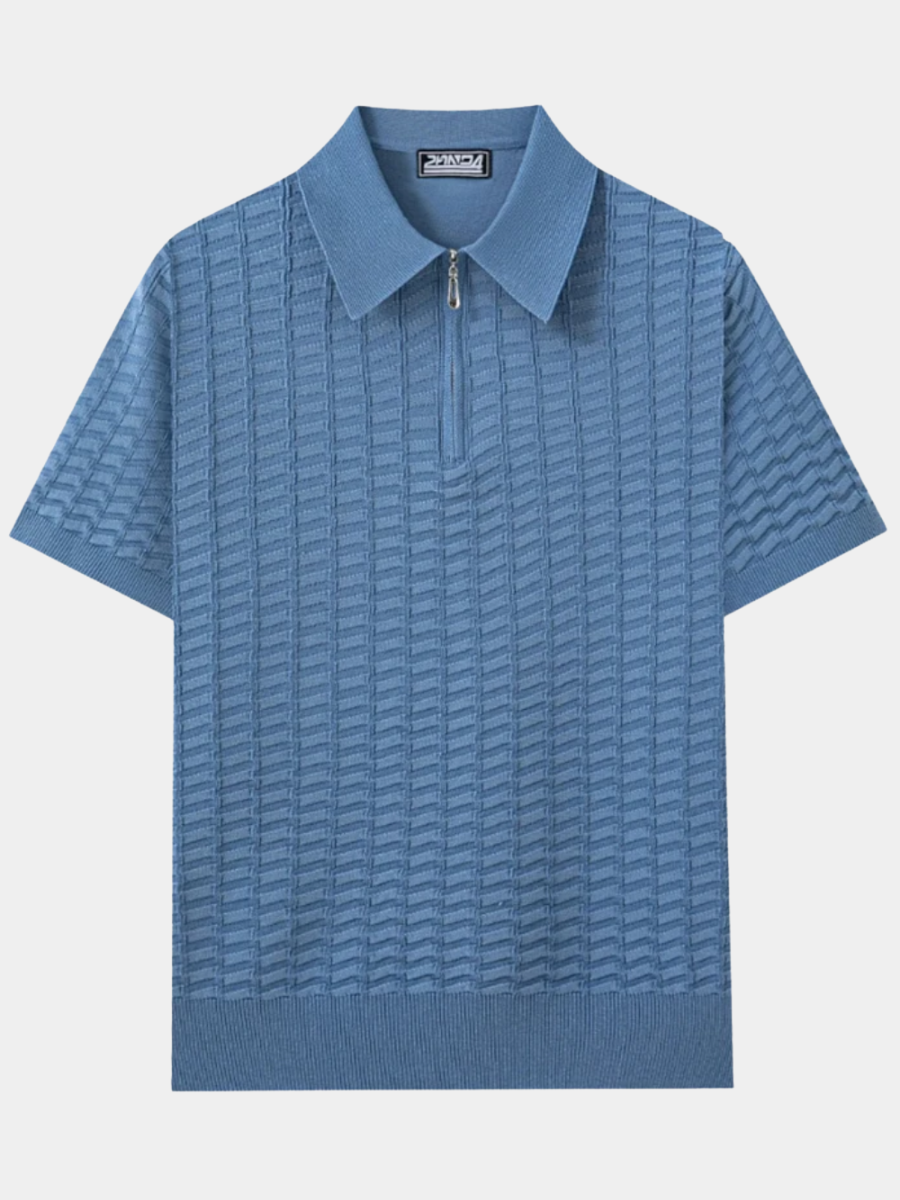 Men's Textured Knit Polo | Zip Neck