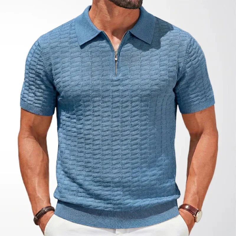 Men's Textured Knit Polo | Zip Neck