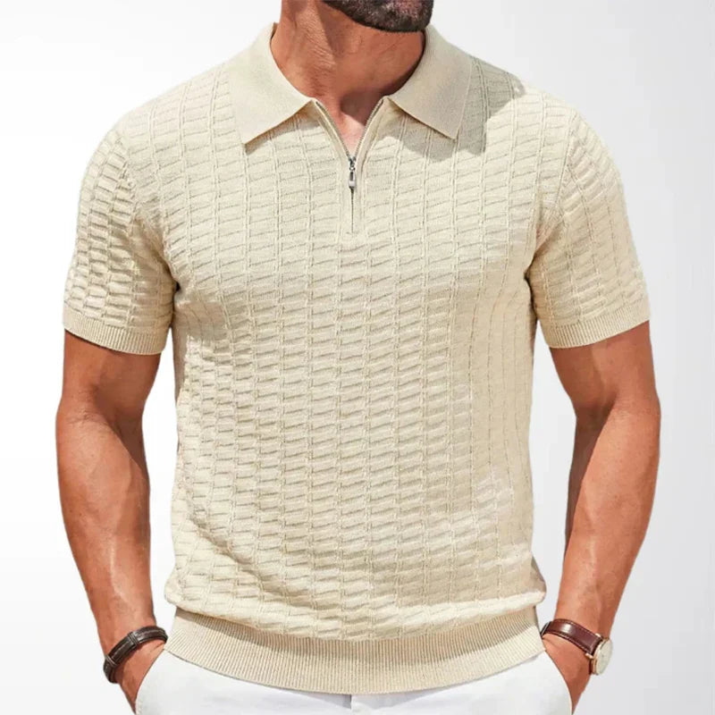 Men's Textured Knit Polo | Zip Neck