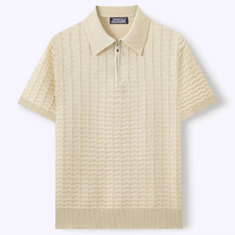 Men's Textured Knit Polo | Zip Neck