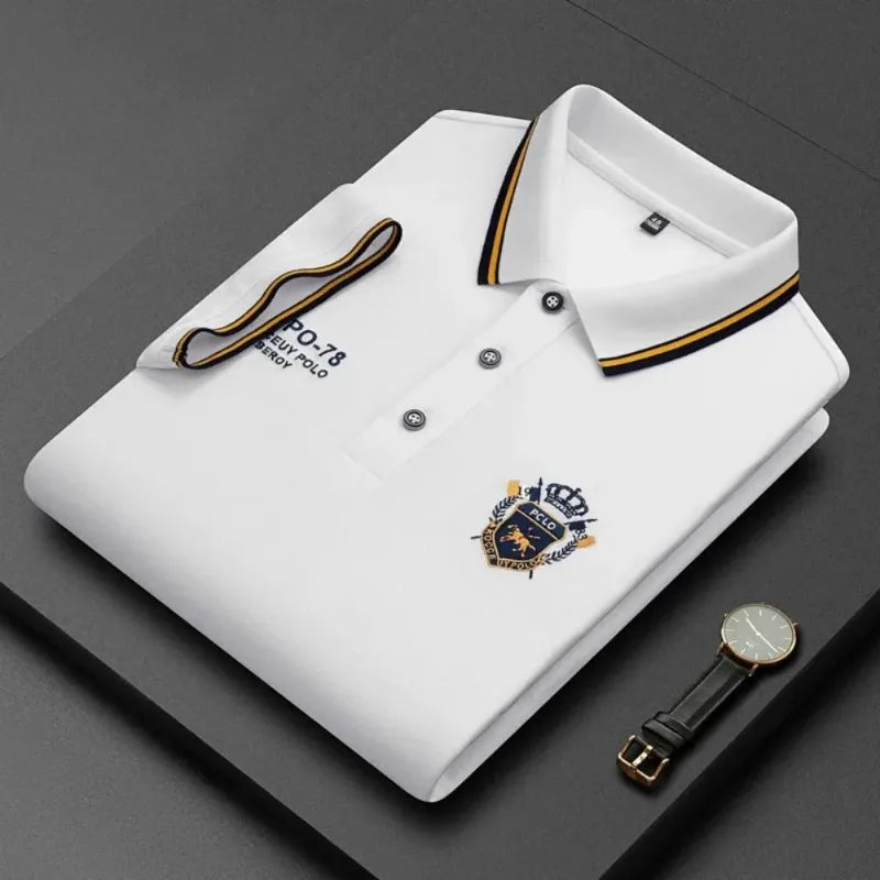 Men's Tipped Collar Embroidered Polo | Short Sleeve