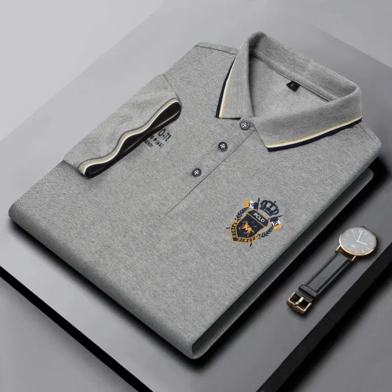 Men's Tipped Collar Embroidered Polo | Short Sleeve