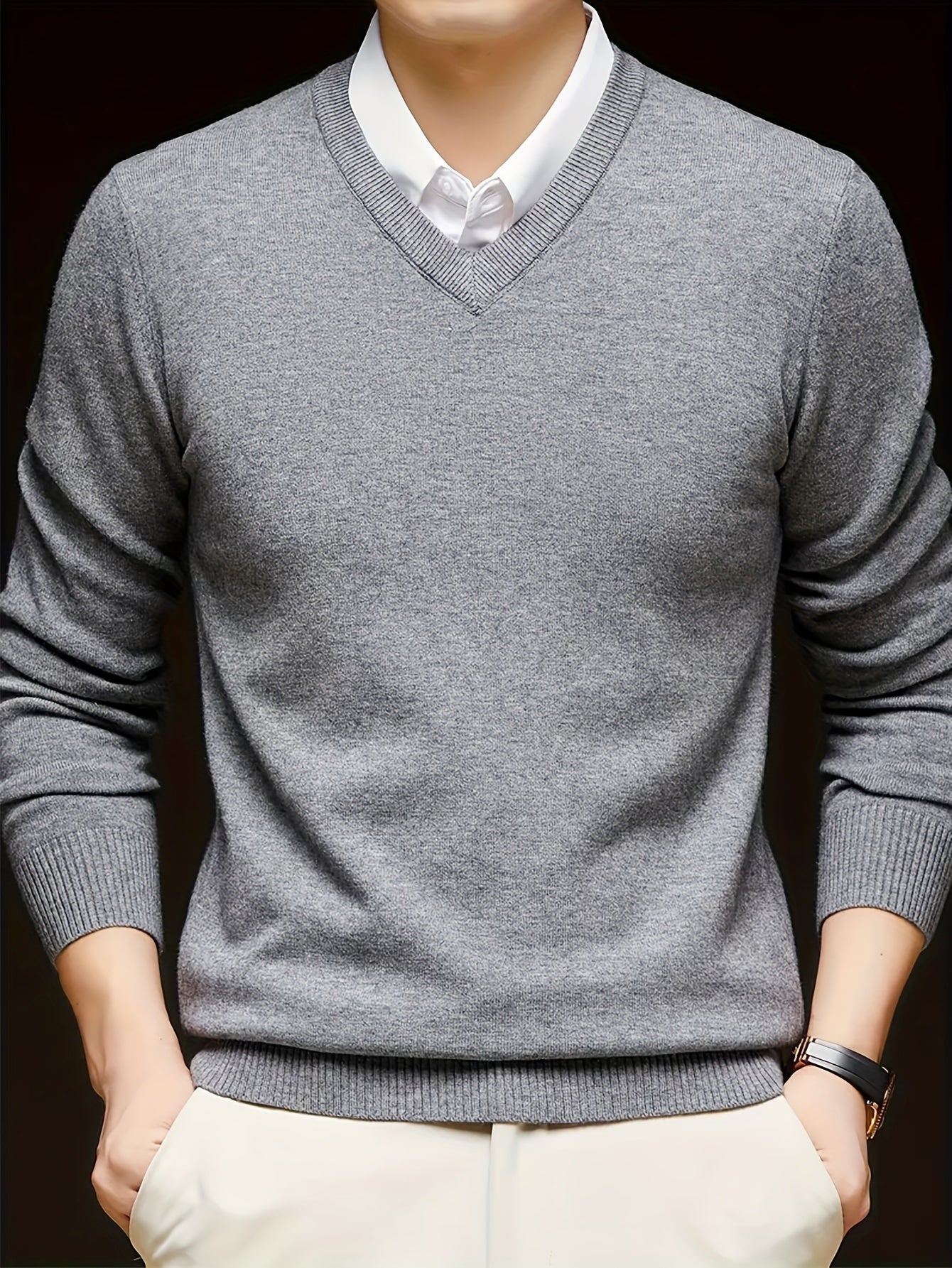Men's V-Neck Jumper | Long Sleeve