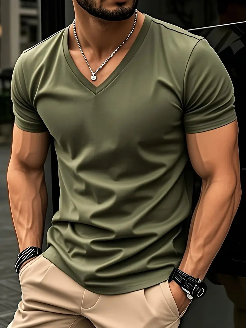 Men's Plain V-Neck T-Shirt | Slim Fit