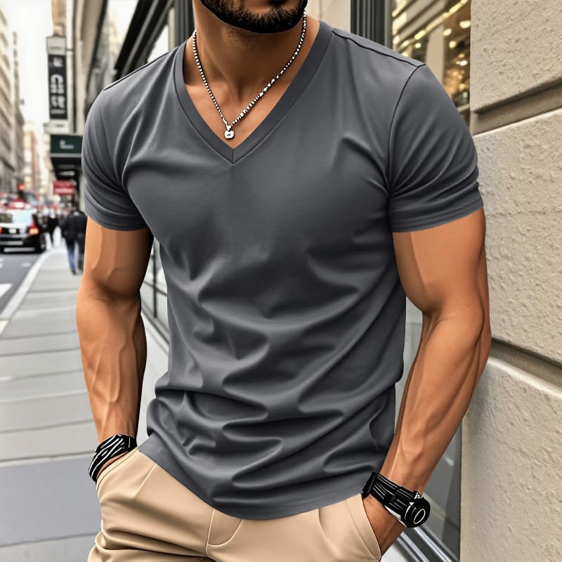 Men's V-Neck Plain T-Shirt | Slim Fit