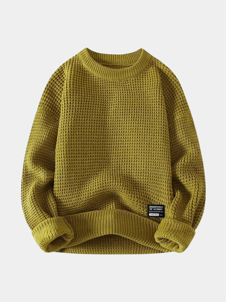 Men's Waffle Knit Jumper | Crew Neck