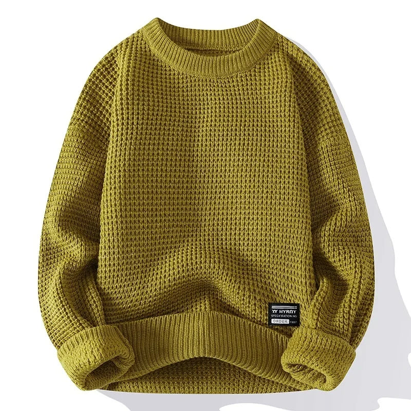 Men's Waffle Knit Jumper | Crew Neck