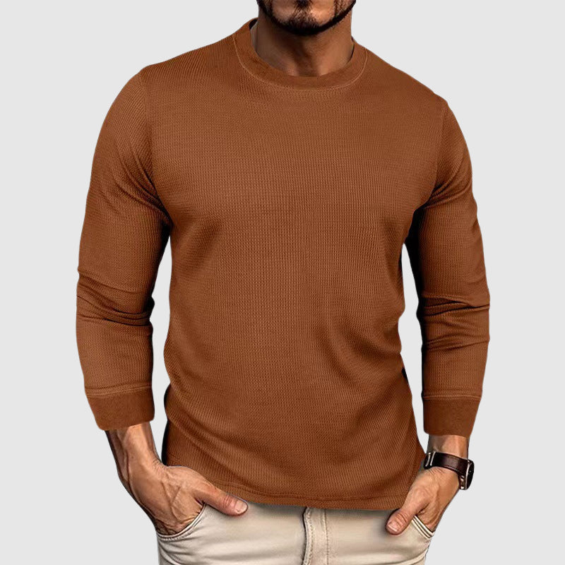 Men's Waffle Knit Top T-Shirt | Long Sleeve