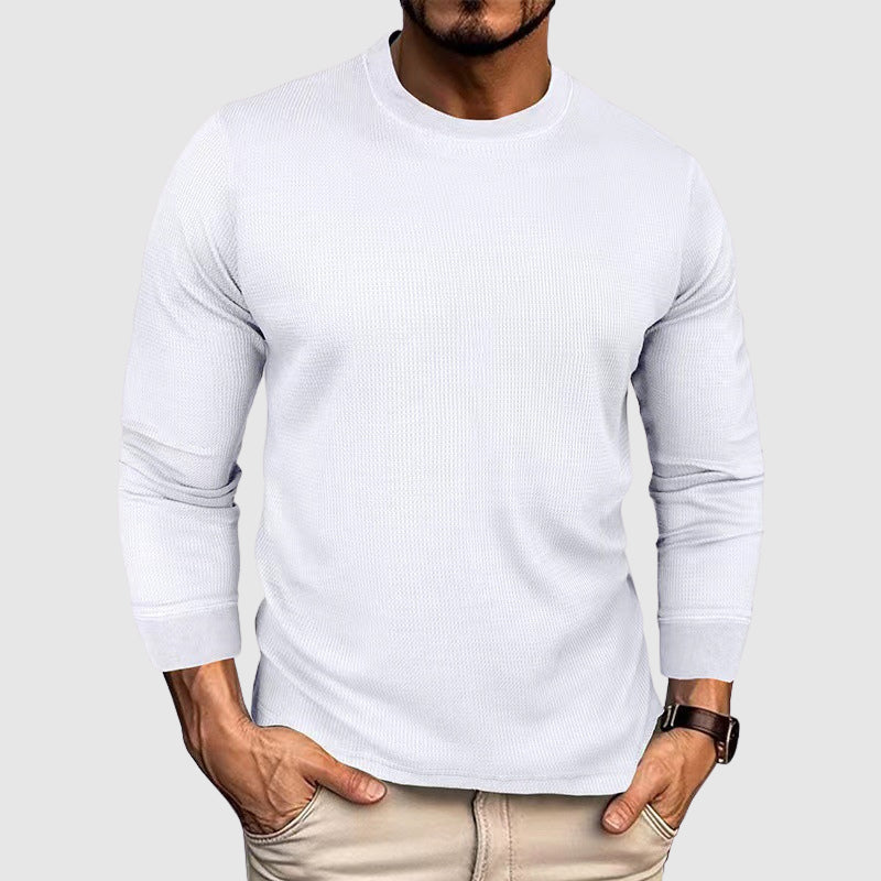 Men's Waffle Knit Top T-Shirt | Long Sleeve
