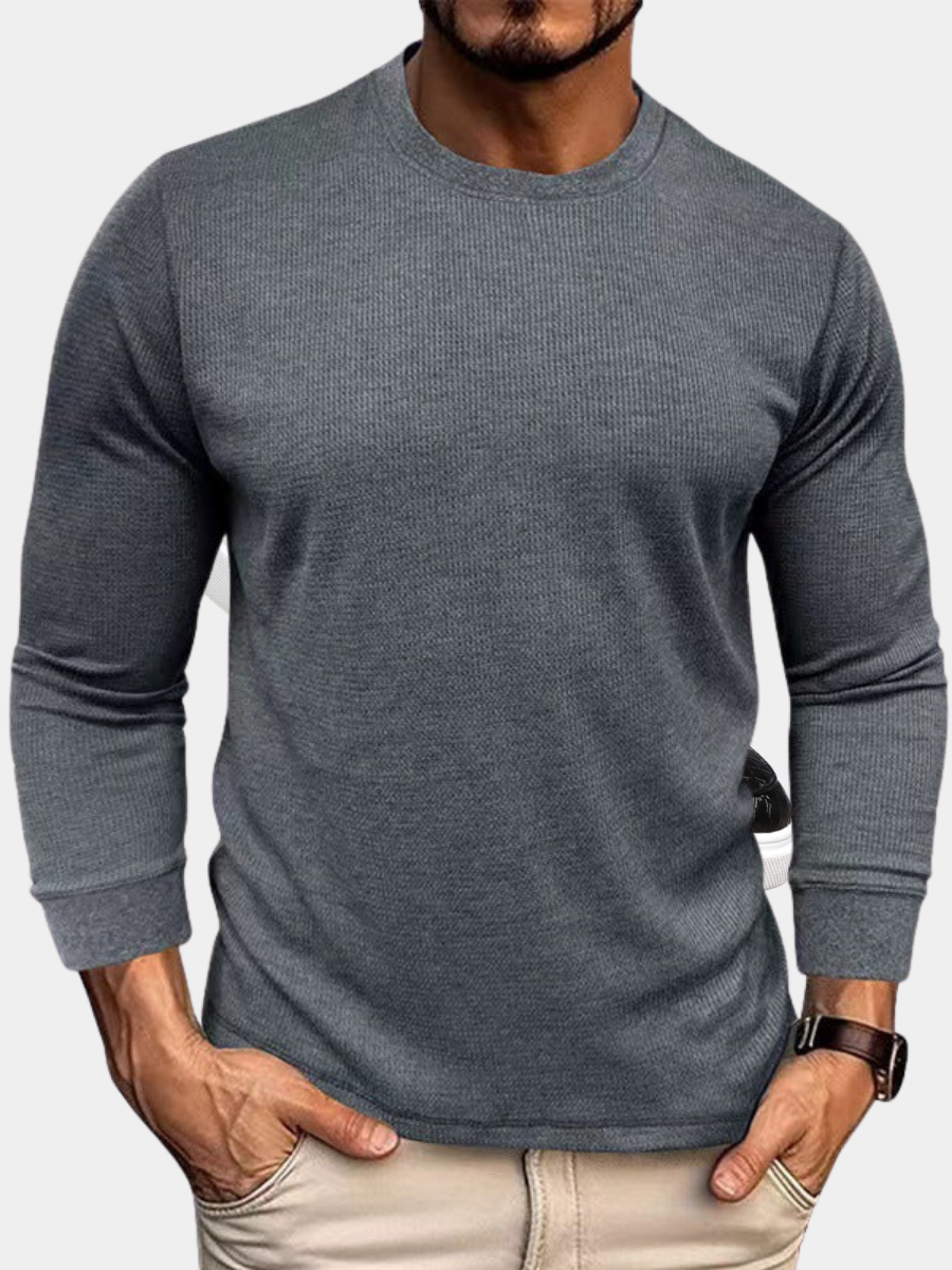 Men's Waffle Knit Top T-Shirt | Long Sleeve