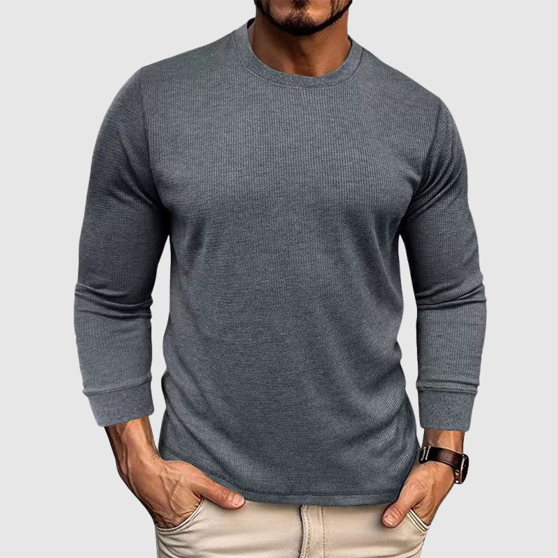 Men's Waffle Knit Top T-Shirt | Long Sleeve
