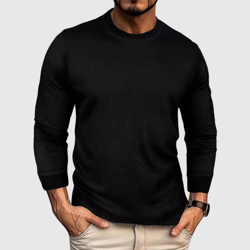 Men's Waffle Knit Top T-Shirt | Long Sleeve