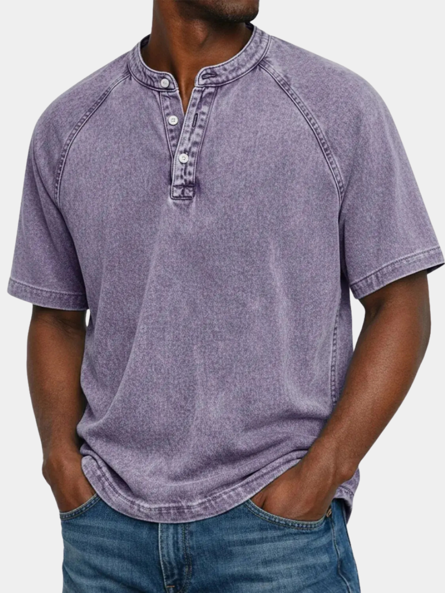 Men's Plain Henley T-Shirt | Short Sleeve
