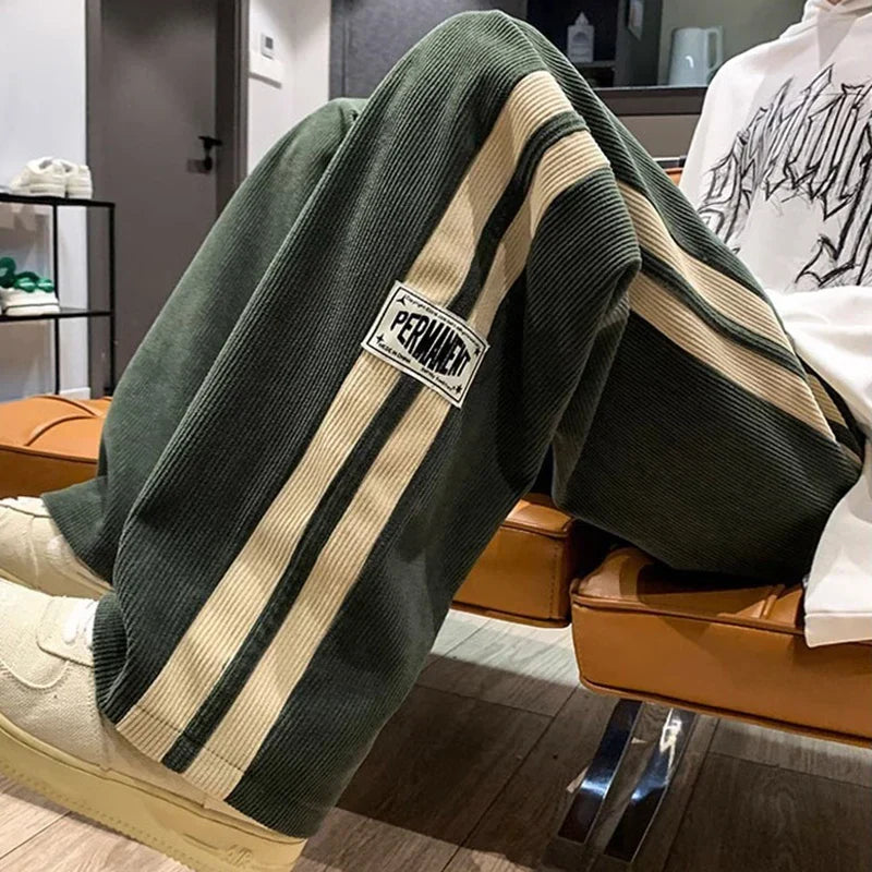 Men's Wide Leg Joggers | Side Stripe
