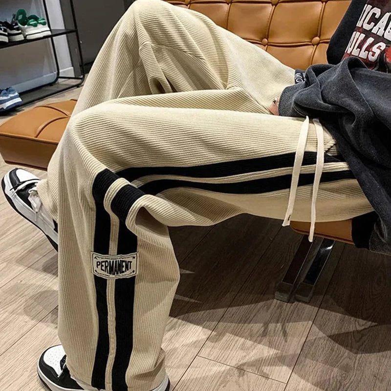 Men's Wide Leg Joggers | Side Stripe
