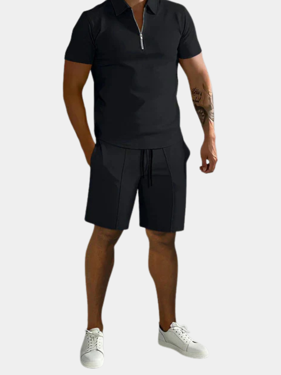 Men's Short Sleeve Polo Shirt | Zip Neck