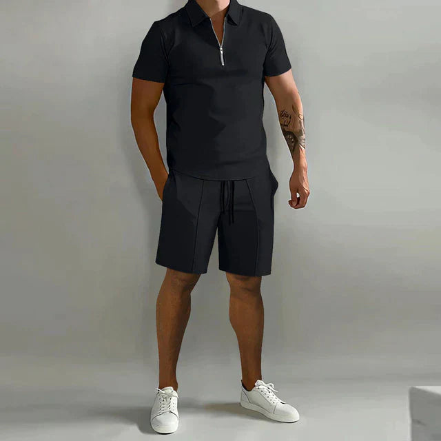 Men's Short Sleeve Polo Shirt | Zip Neck