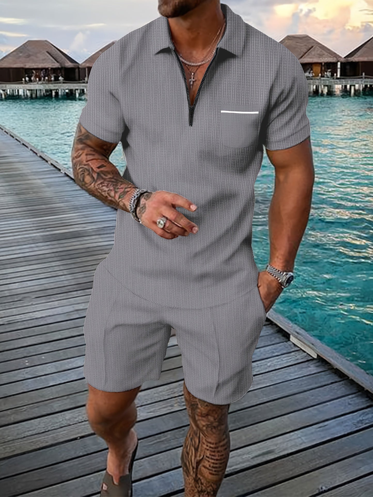 Men's Collar Polo Shirt | Zip