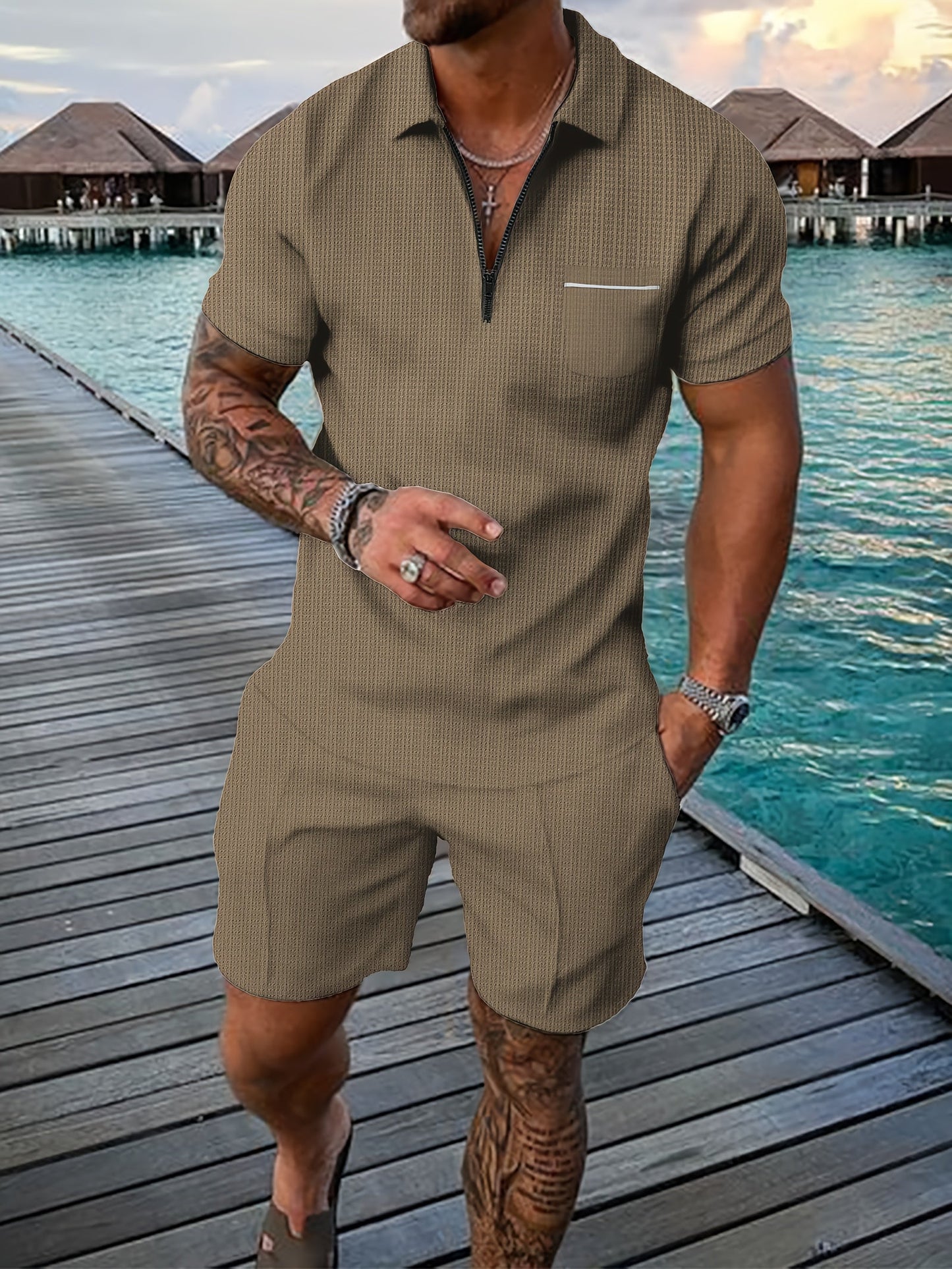 Men's Collar Polo Shirt | Zip