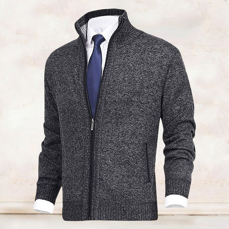 Men's Funnel Neck Knitted Cardigan | Zip Up
