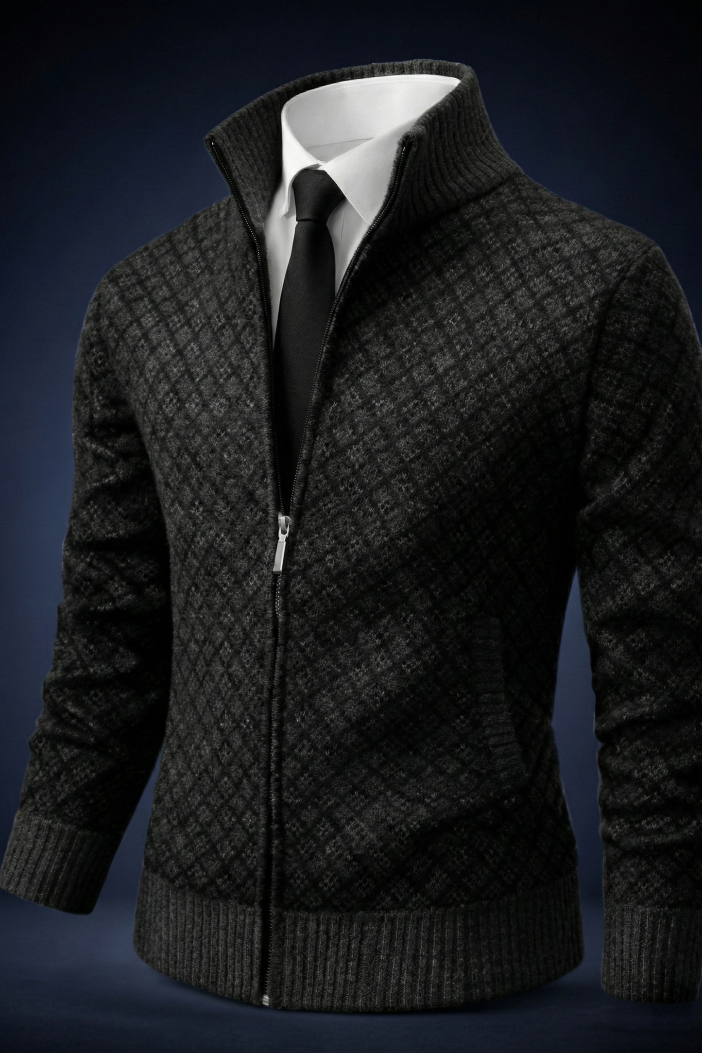 Men's Funnel Neck Cardigan | Zip Up